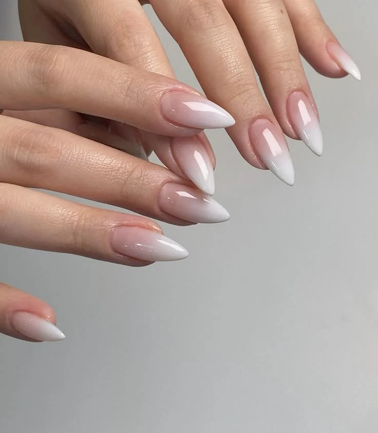 Baby boomer ombré almond nails