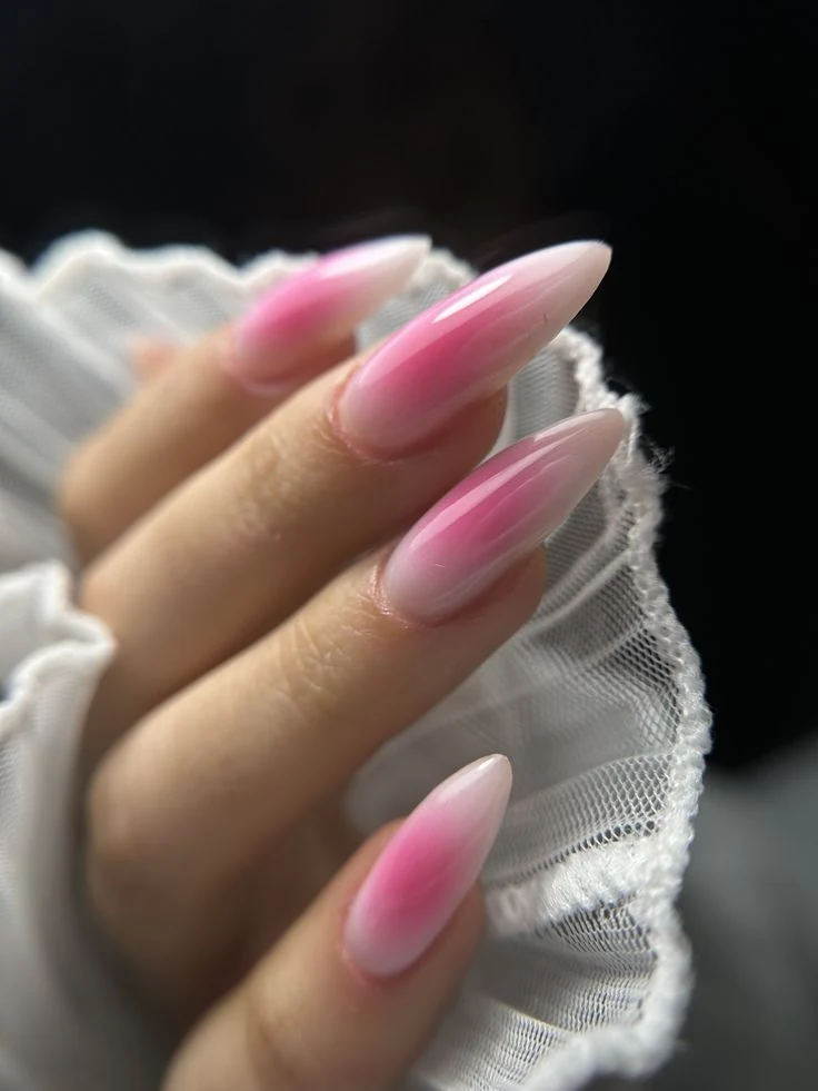Pink ombré stiletto nails
