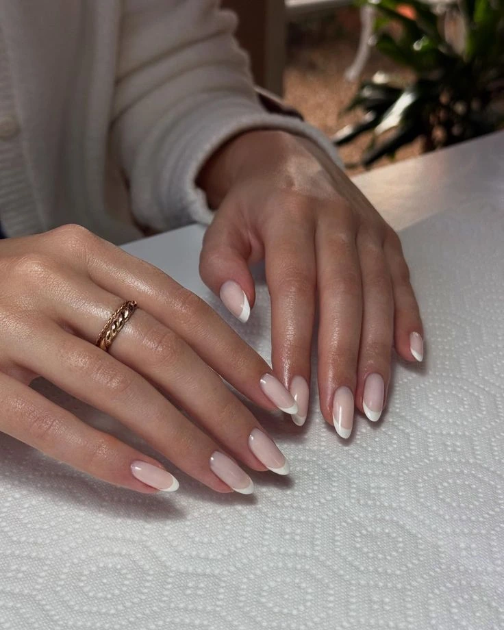 Natural French tips on Gel Builder extensions